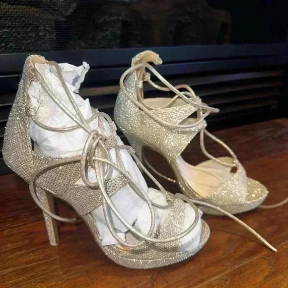 Touch Ups Gold High-Heeled Sandals - Picture 1 of 6